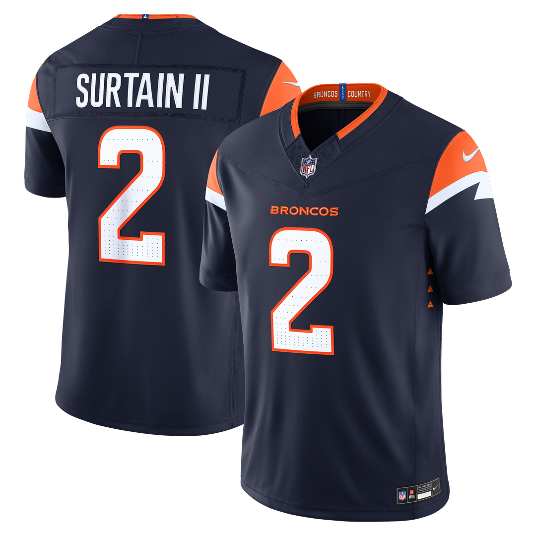 Denver Broncos Pat Surtain II Nike Navy Alternate Vapor FUSE Stitched Limited Jersey