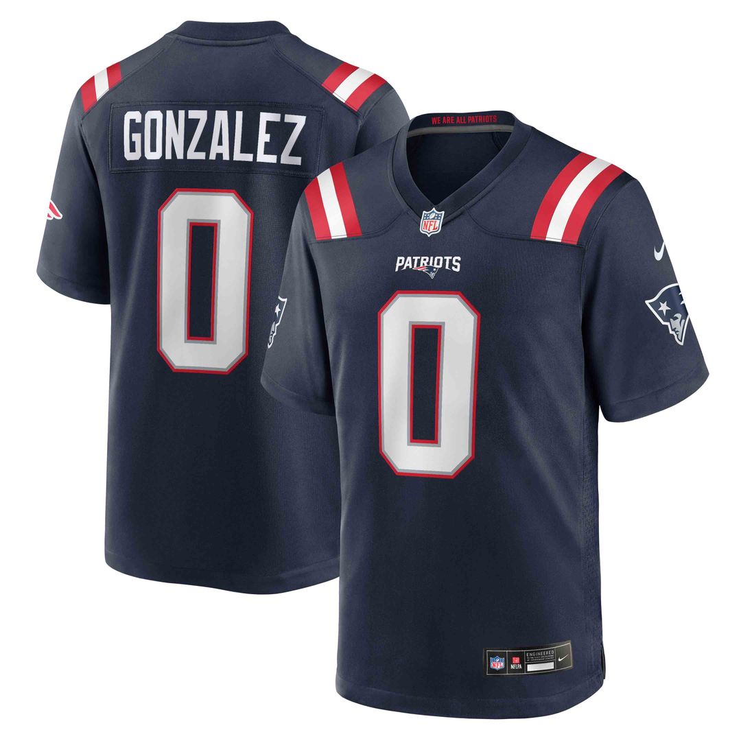 New England Patriots Christian Gonzalez Nike Navy Game Jersey