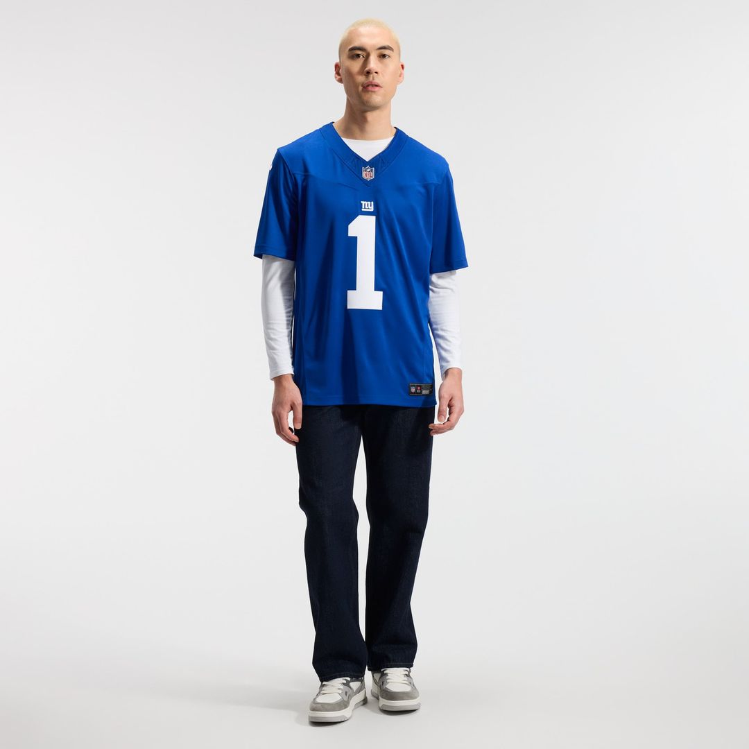New York Giants Malik Nabers Nike Royal Team Vapor FUSE Stitched Limited Jersey