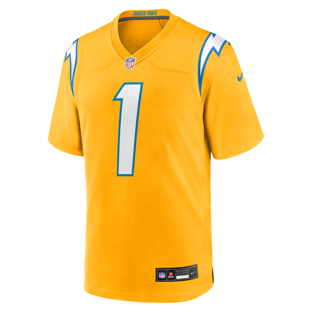 Los Angeles Chargers Quentin Johnston Nike Gold Alternate Charger Power Game Jersey